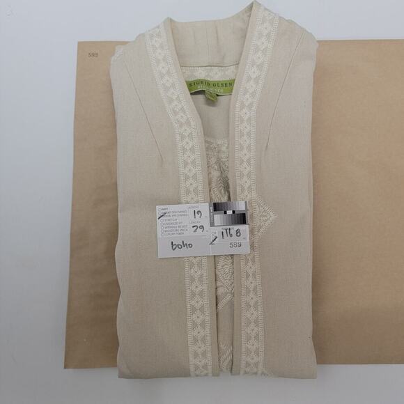 Sigrid Olsen Lightweight Jacket S Beige Boho Lagenlook Coastal Grandma 589 - Picture 11 of 12